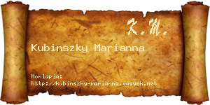 Kubinszky Marianna névjegykártya